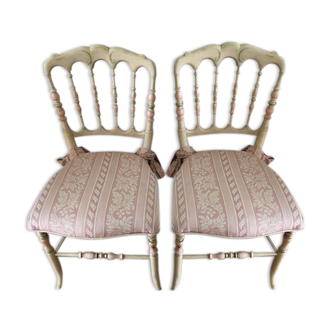 Paire de chaises Napoleon III authentiques restaurées par décorateur