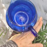 Vintage blue glass pitcher
