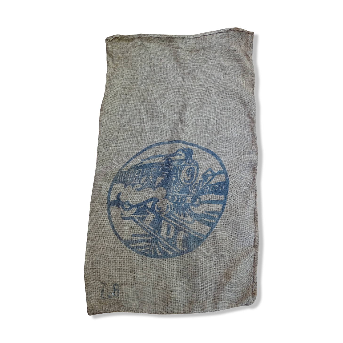 Burlap bag, train décor for the company ZPC