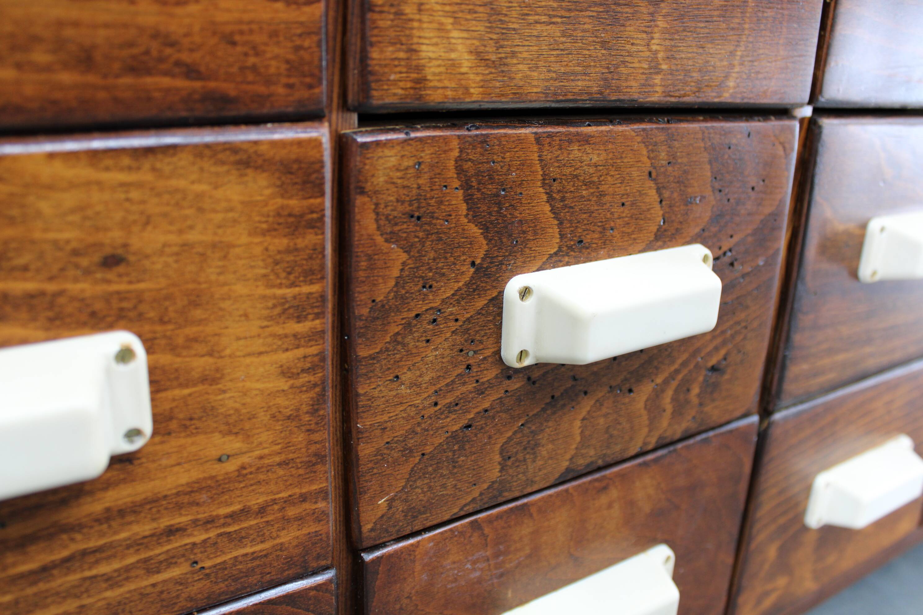 1940s Czechoslovak industrial bank drawer cabinet