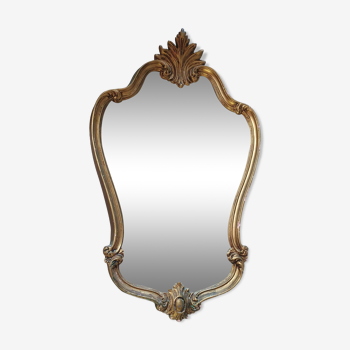 Miroir baroque rocaille Louis XV doré vintage