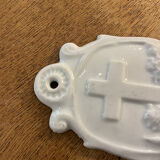 Porcelain holy water font, 19th century.