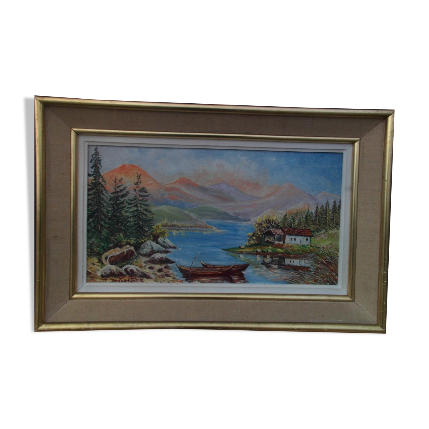 Huile sur panneau Roger Faure paysage de montagne
