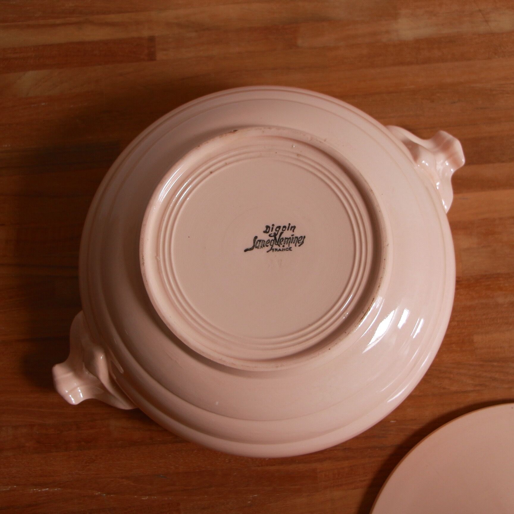 Pink Digoin soup bowl