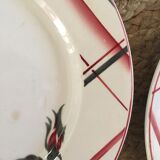 Flat plates with digoin roses sarreguemines
