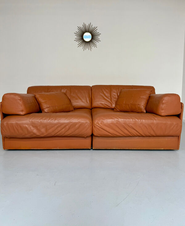 Canapé 2 places en cuir camel design desede ds 76 vintage vintage