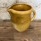 Pitcher, bros, old jug / yellow beige / Sarreguemine ceramic slip