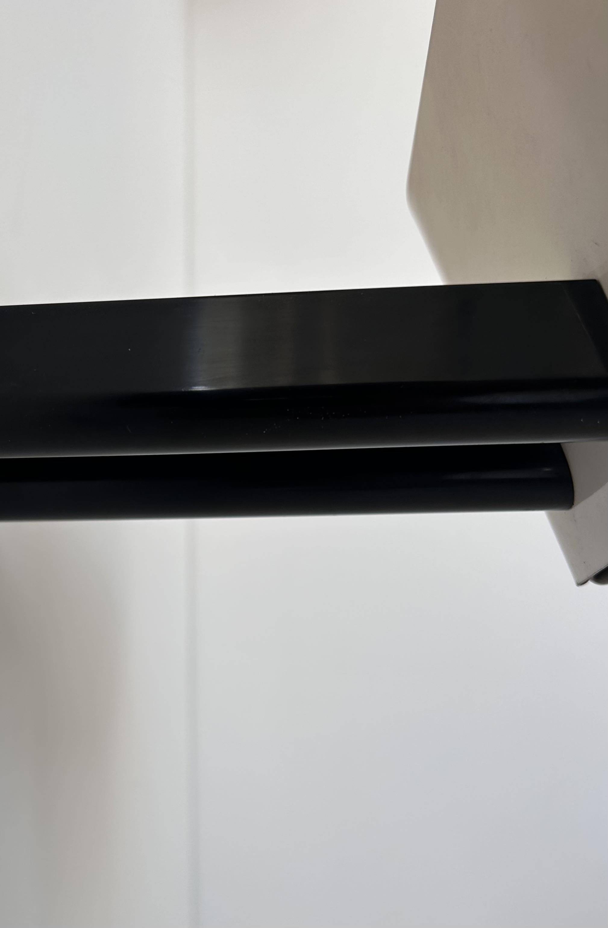 Vintage modernist wall lamp, cream and black lacquered metal, Italy 1970s