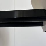 Vintage modernist wall lamp, cream and black lacquered metal, Italy 1970s