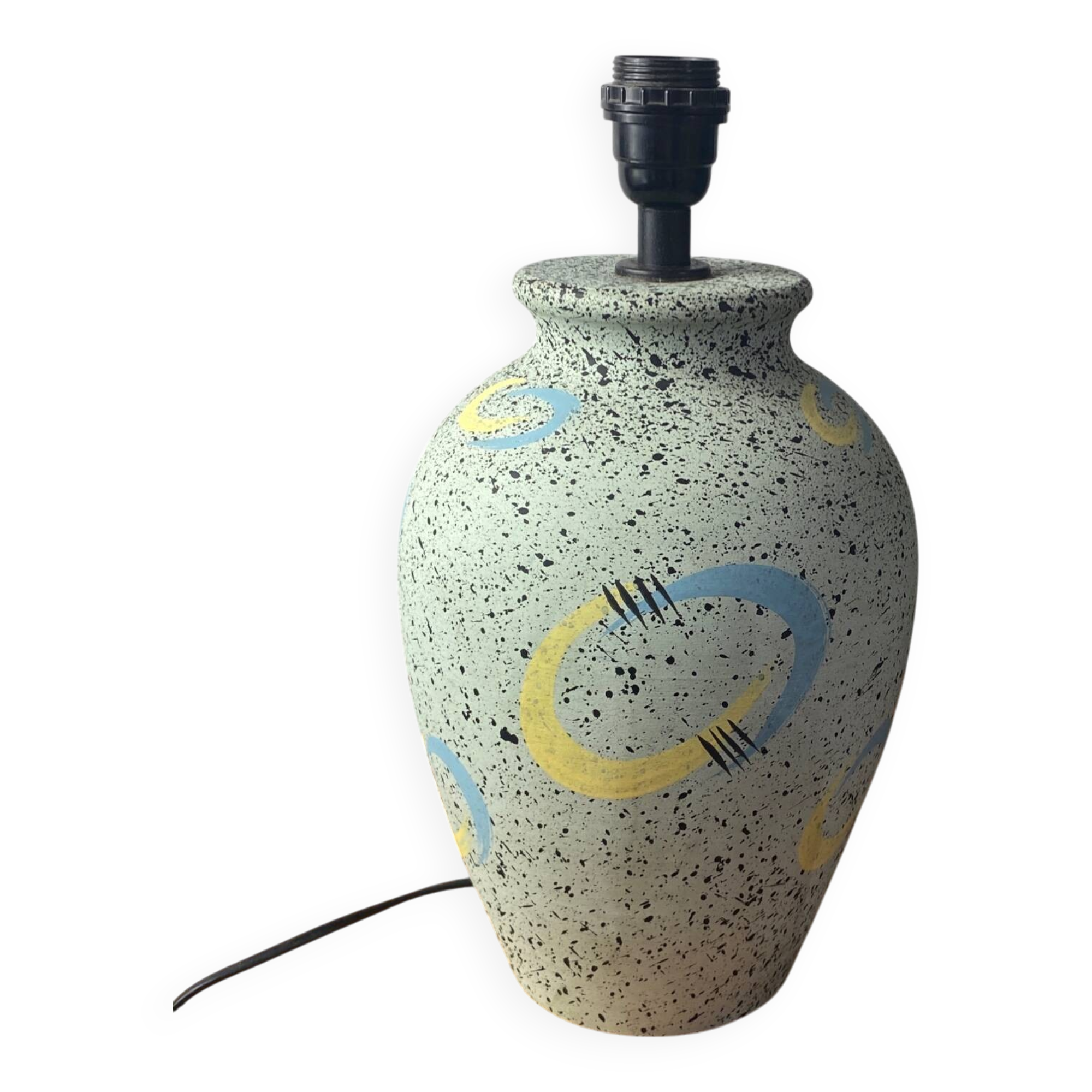 Terracotta lamp base with graphic decor