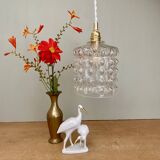 Vintage globe pendant light in transparent molded glass