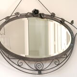 Miroir en fer forgé battu brossé