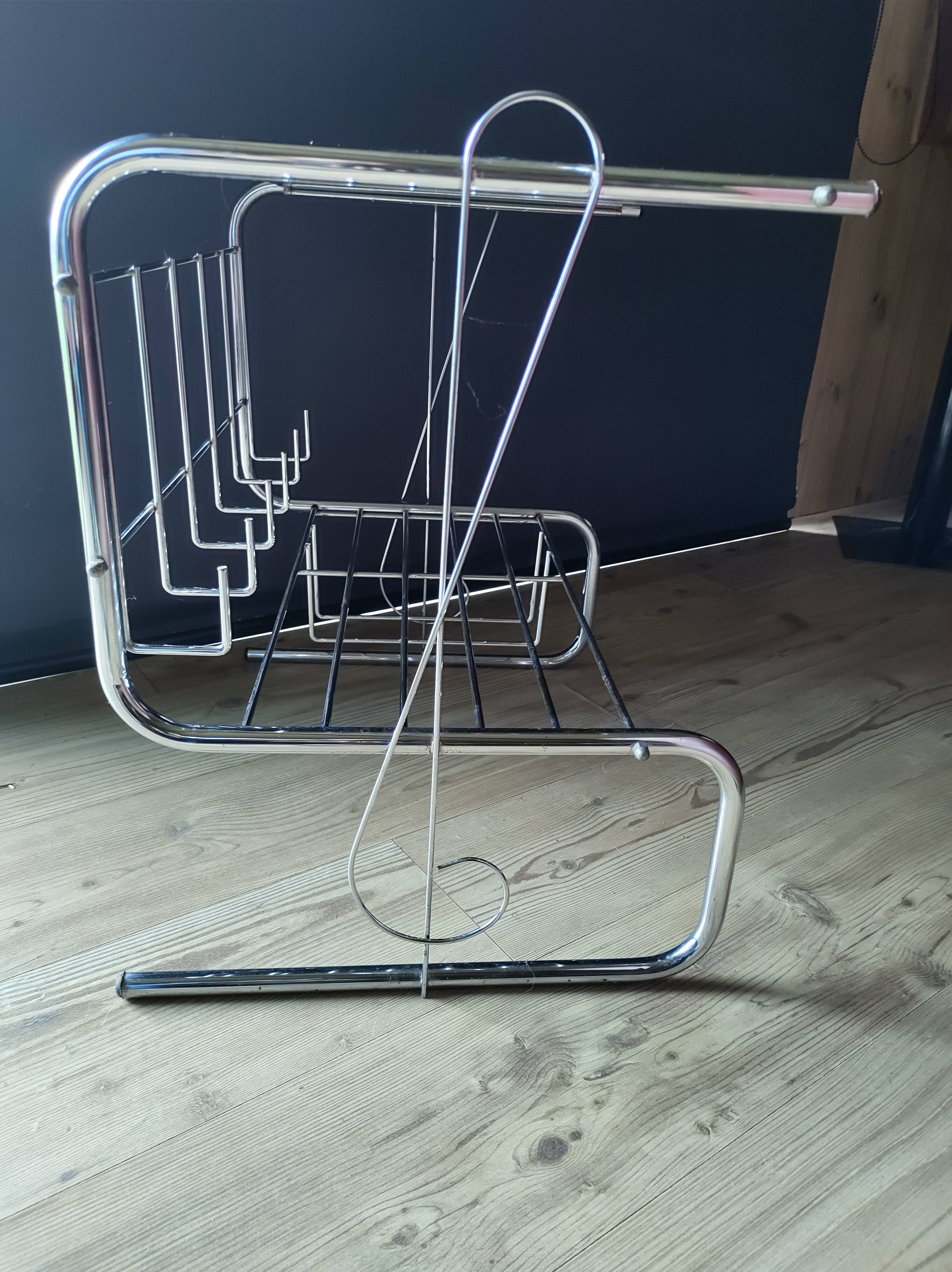 Table/meuble hifi chromé et verre fumé vintage 1970