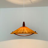 Raffia bast and teak pendant lamp by Temde