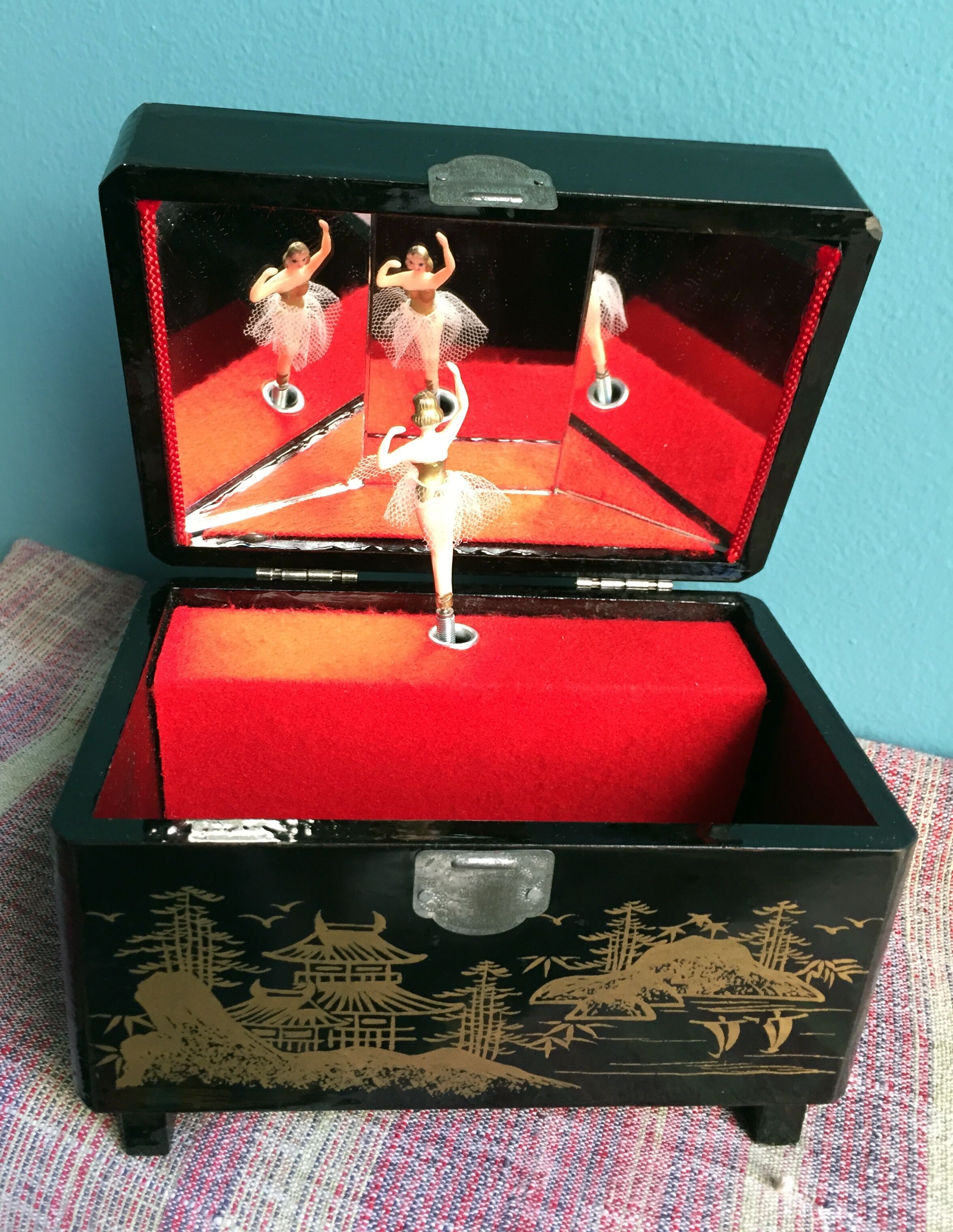 Asian music box and vintage tutu dancer 1970