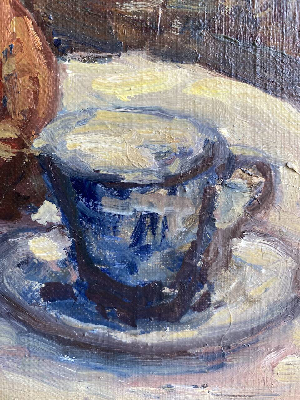 Still life with cup signed Peyranne, mid-20th century