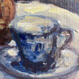 Still life with cup signed Peyranne, mid-20th century