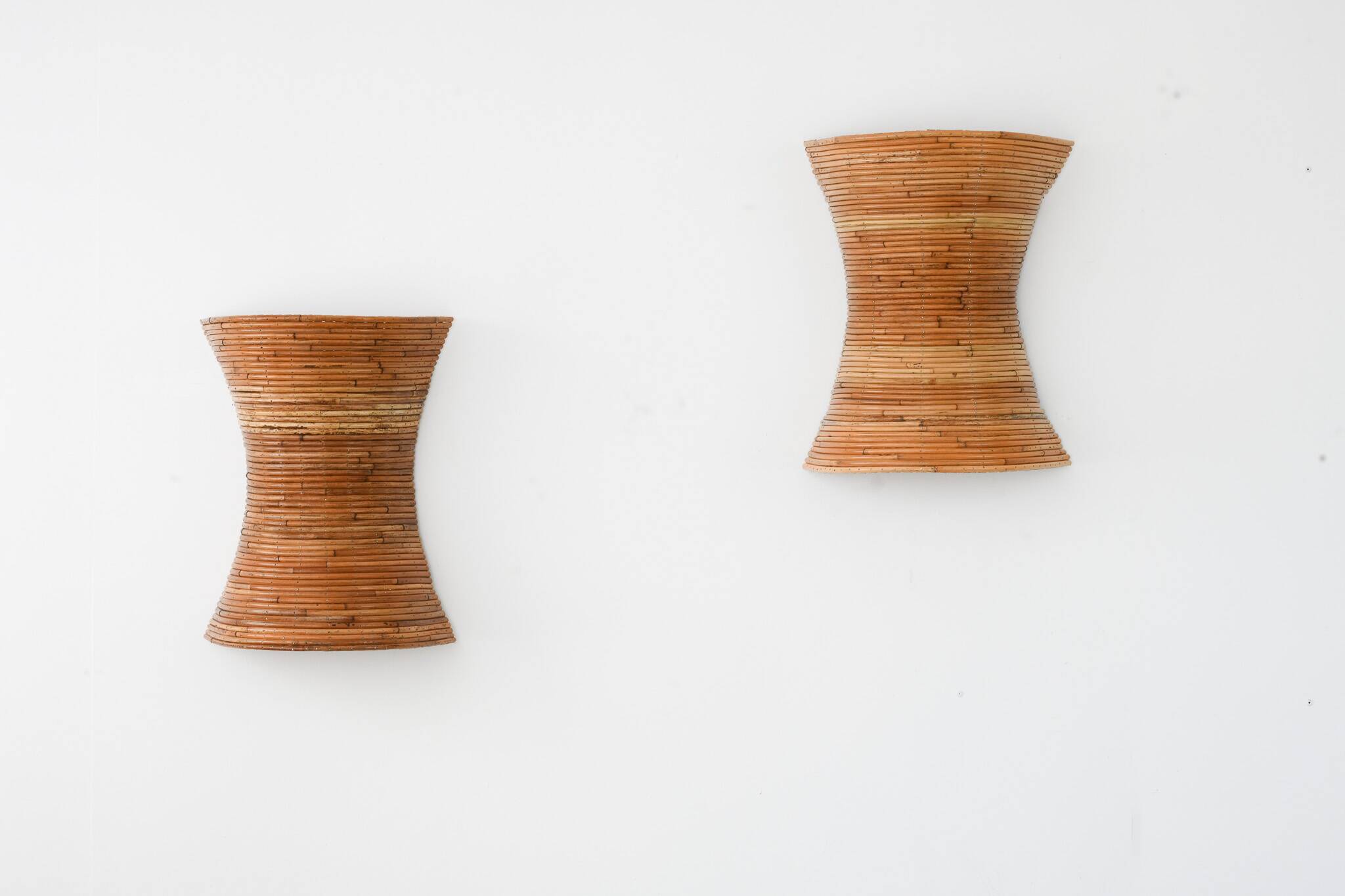 Pair of Organic Rattan Wall Sconces