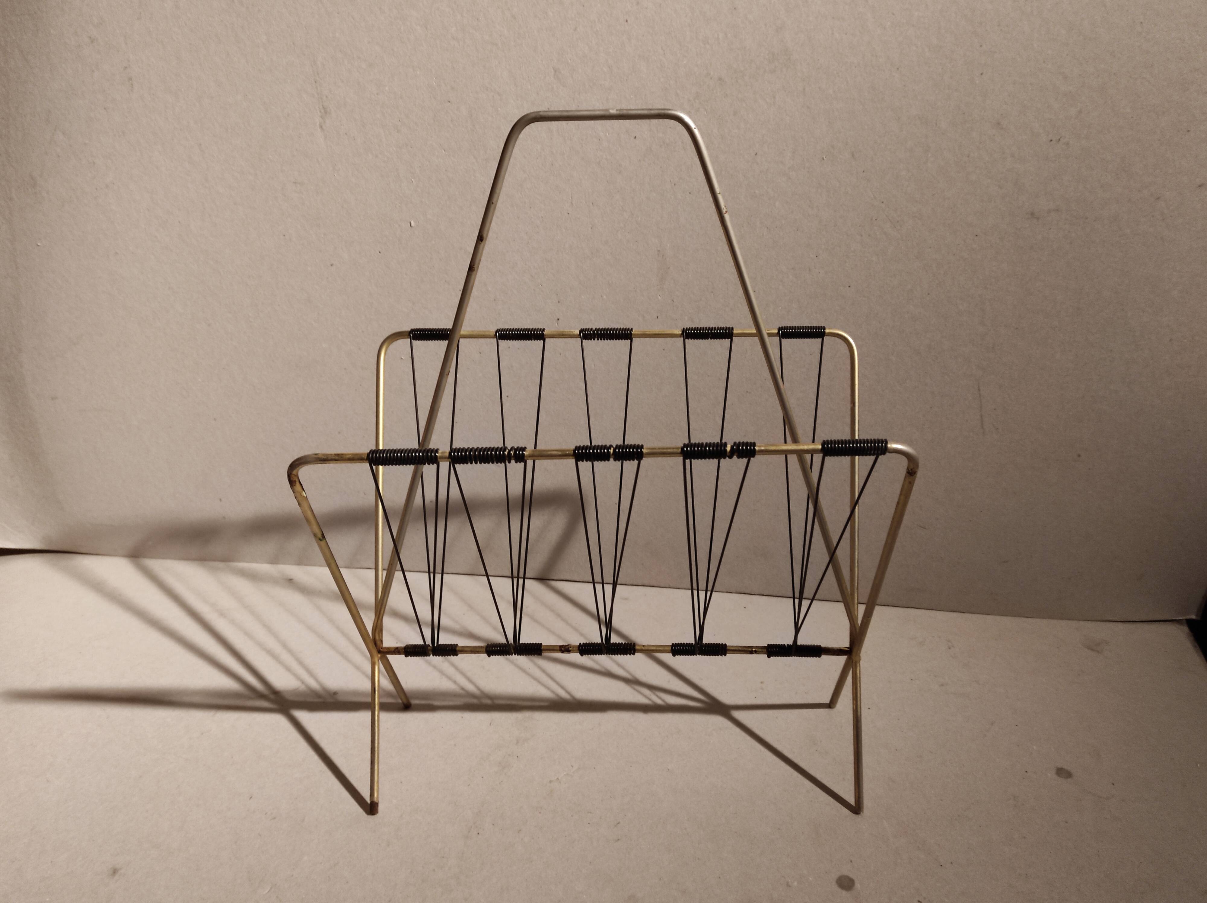 Vintage gold metal and black scoubidou magazine holders