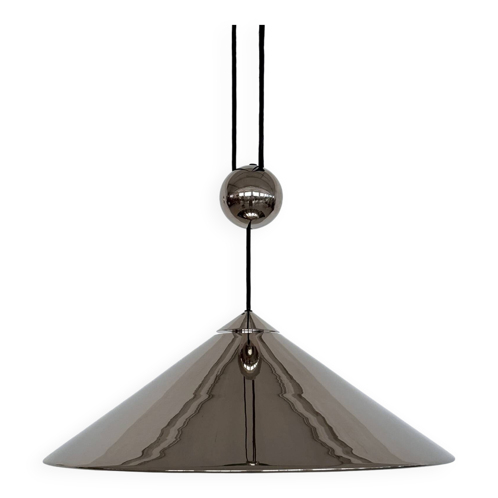 Florian Schulz Large Plated Nickel Pendant Lamp KEOS Pendant, 1970