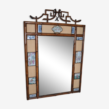 Chinese bamboo and ceramic mirror 120x175cm