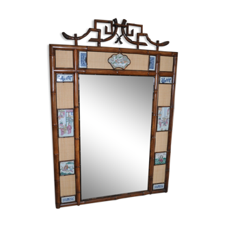 Chinese bamboo and ceramic mirror 120x175cm