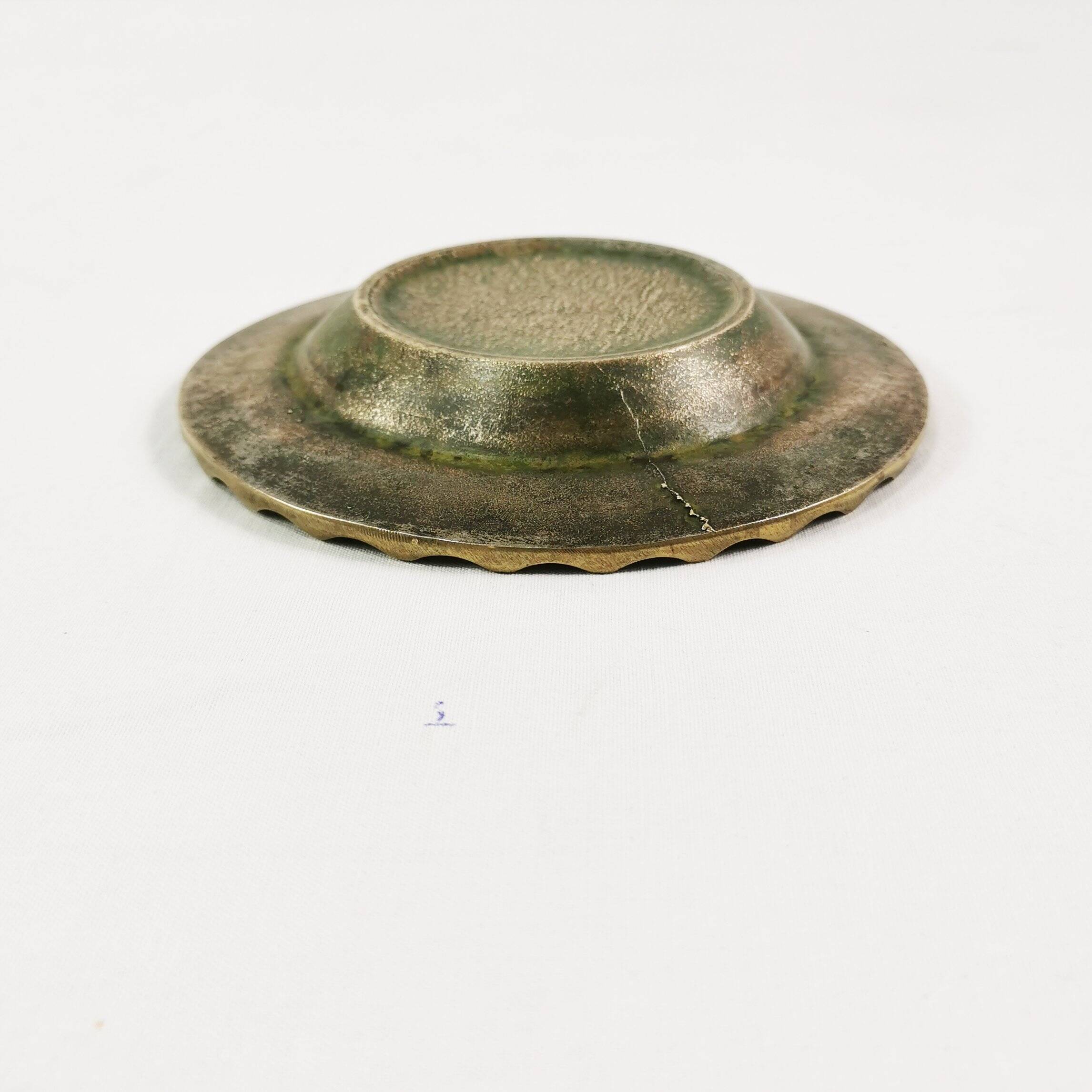 Art Deco brass ashtray, Denmark, 1950s.