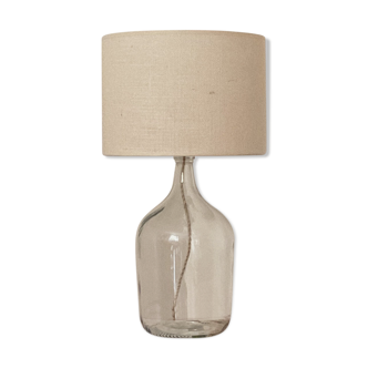 Lampe dame jeanne et jute écrue