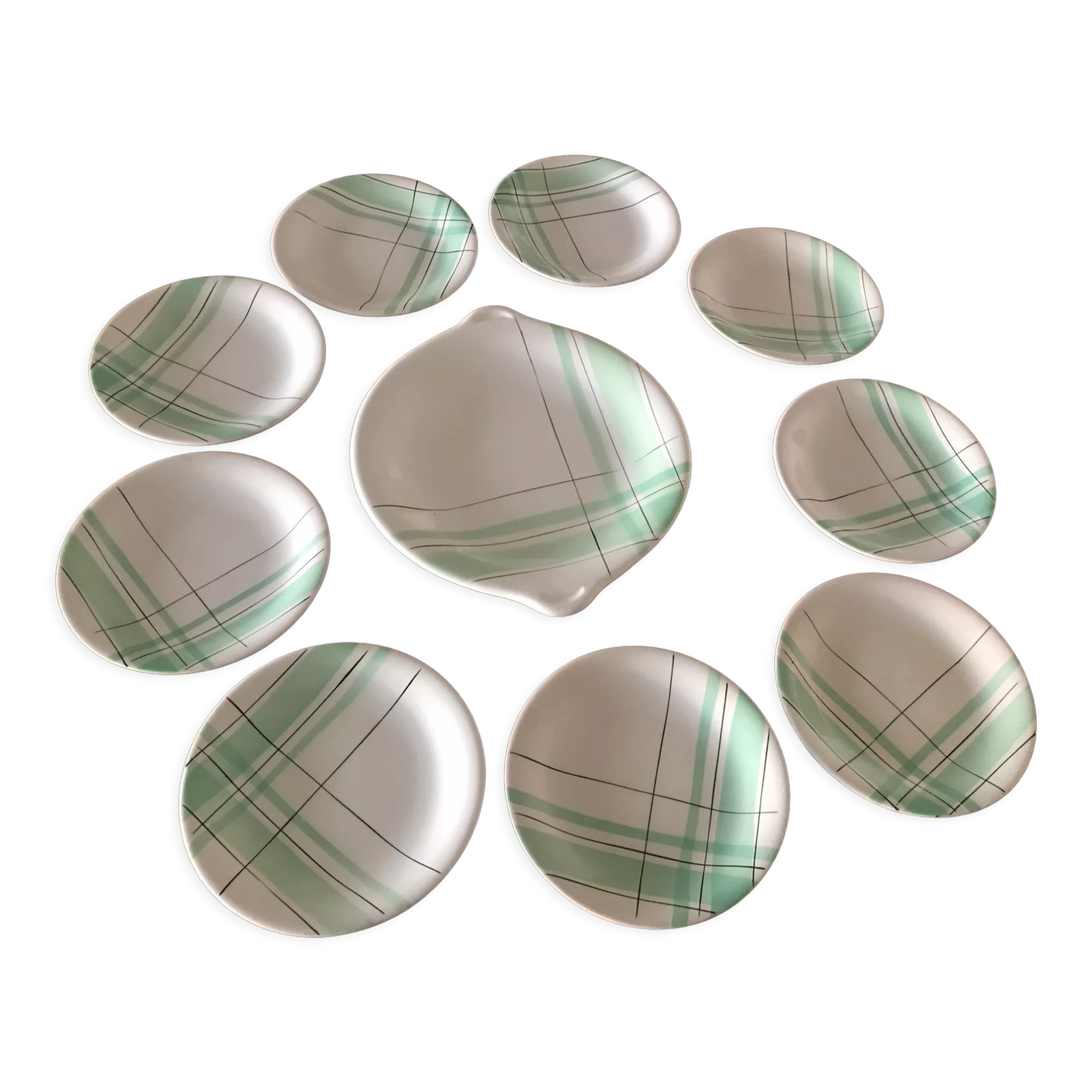 Service à dessert en porcelaine Salins « Montréal vert »