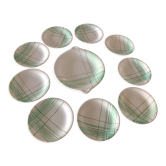Salins "Green Montreal" porcelain dessert service