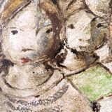 Mid-century modern swedish "the children" figurative framed oil painting