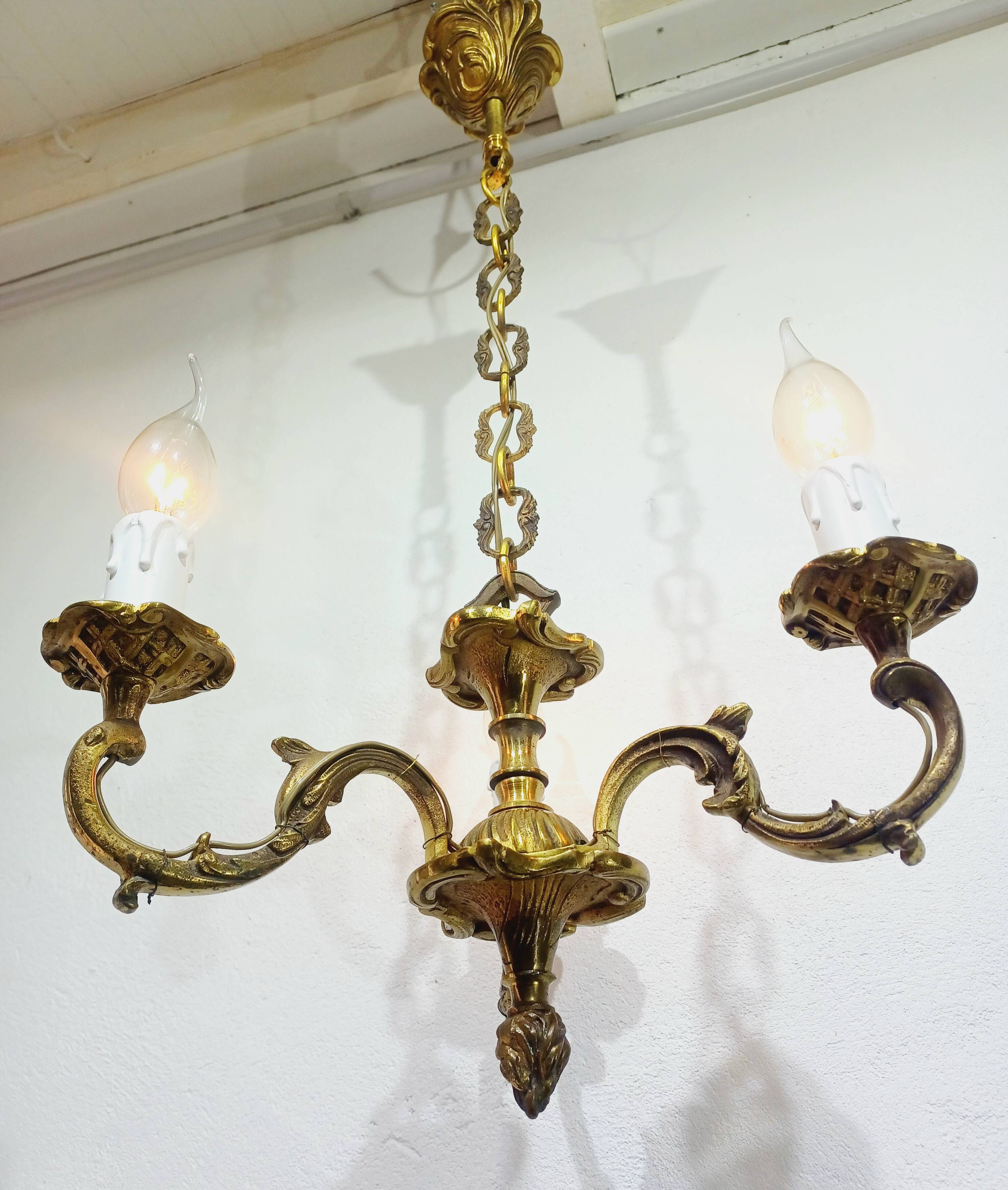 3-Light Bronze Chandelier