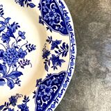 Plat rond et creux Gien en faïence émaillée blanche et bleue