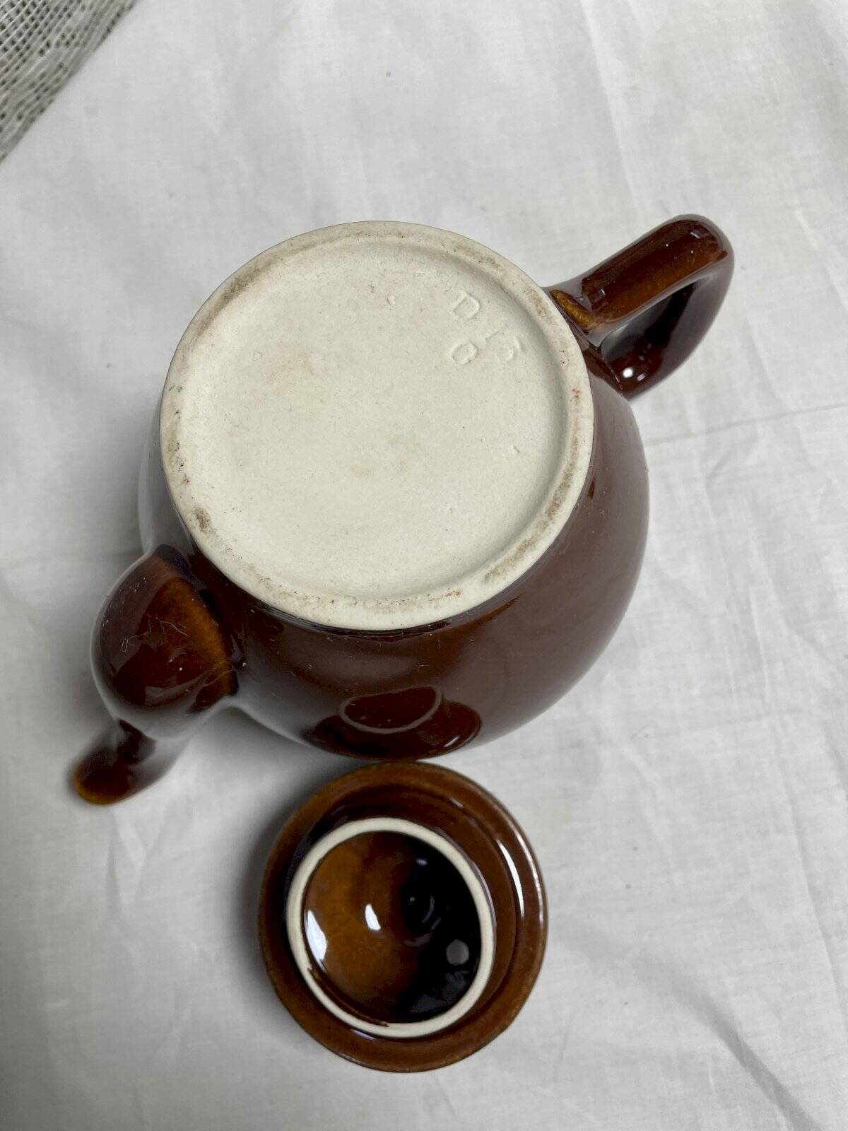 Brown glazed ceramic teapot