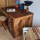Vintage administrative desk - solid walnut with drawers