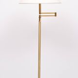 Brass swing arm floor lamp with shade 1970s