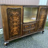 Enfilade Art deco chippendale Mid-century vintage 1950 Ronce de noyer