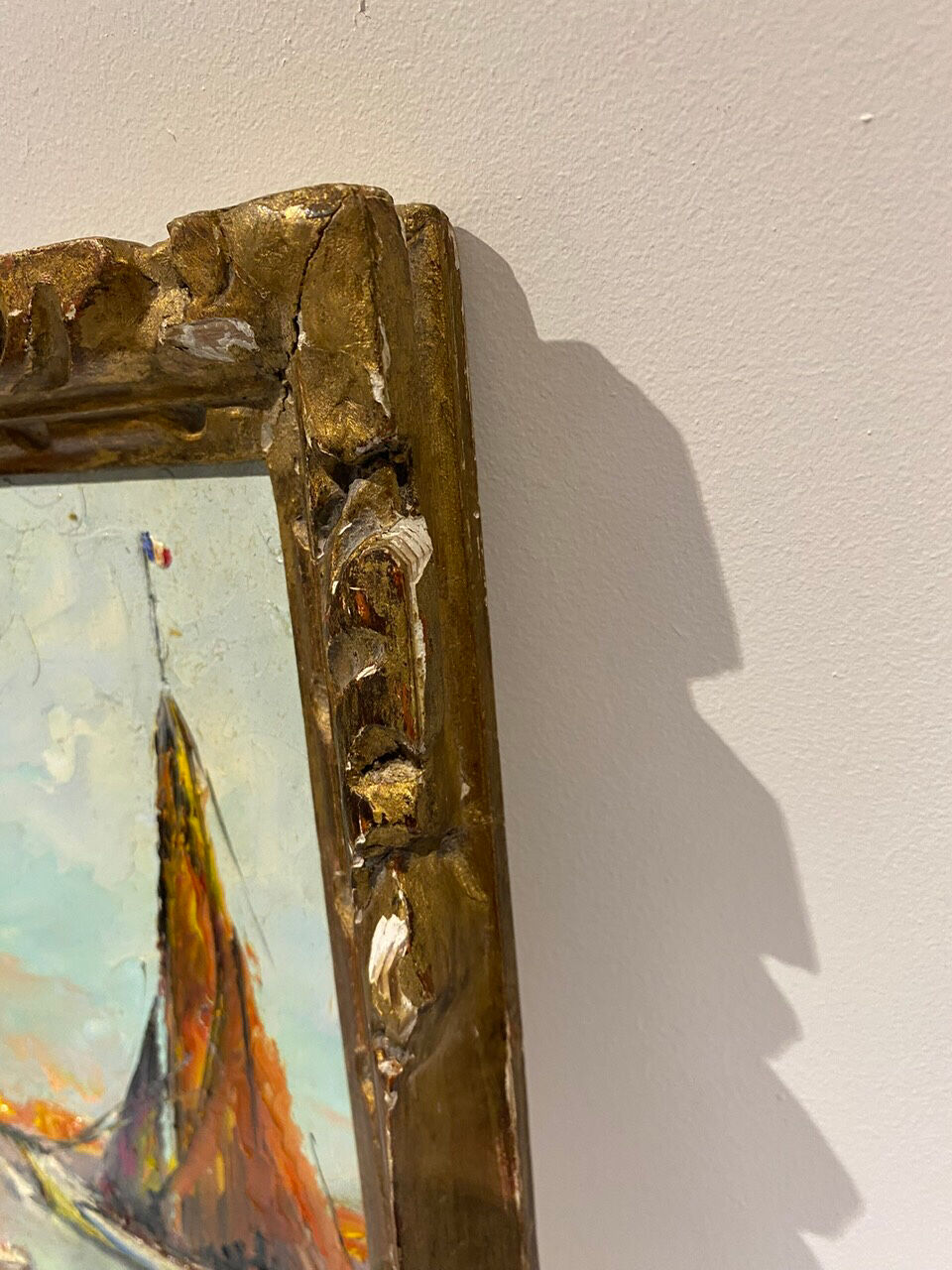 Tableau ancien, Marine à Saint-Tropez, signé, années 50/60