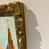 Tableau ancien, Marine à Saint-Tropez, signé, années 50/60
