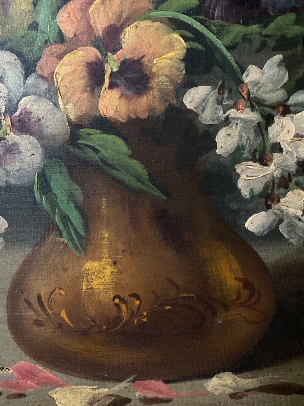 Oil on canvas by Lewarny Bouquet of flowers Mid-twentieth