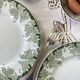 6 flat plates in ironstone from Saint Amand and Hamage, Platane green model.
