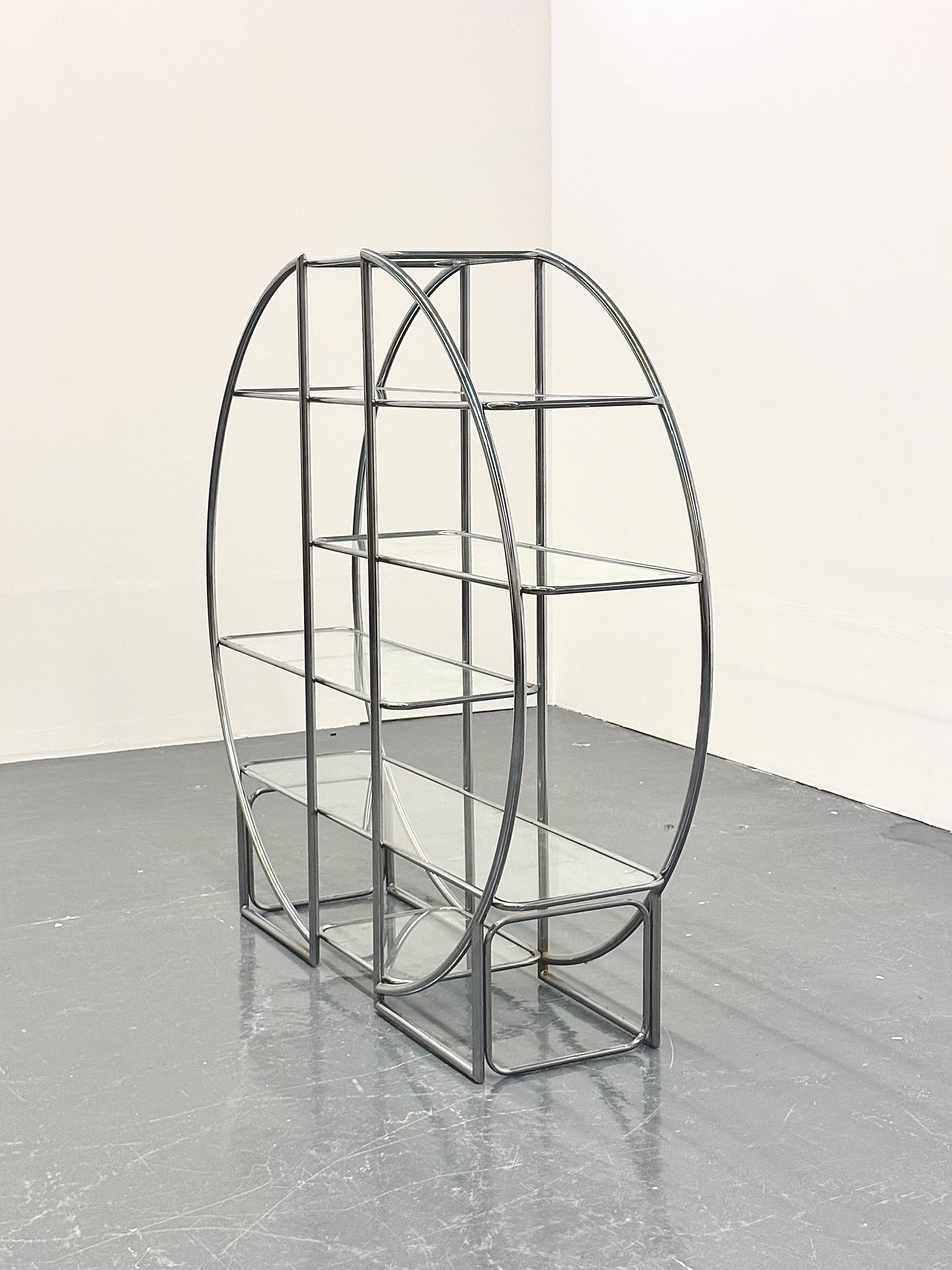 Bauhaus ronde en tubulaire chromé et verre