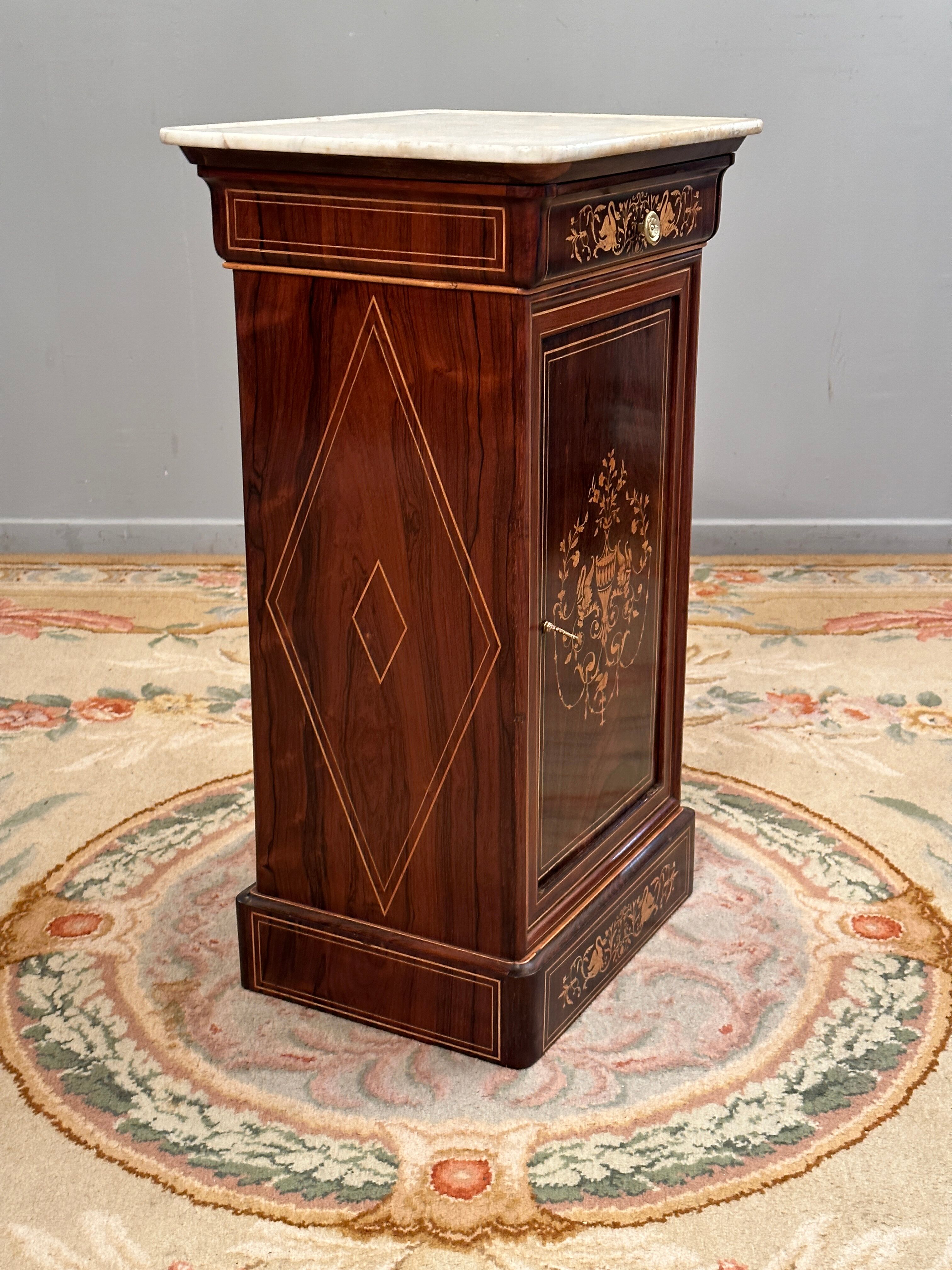 Bedside of the period Charles X in marquetry XIXth