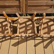 5 vintage bistro chairs luterma in light wood – french manufacturing