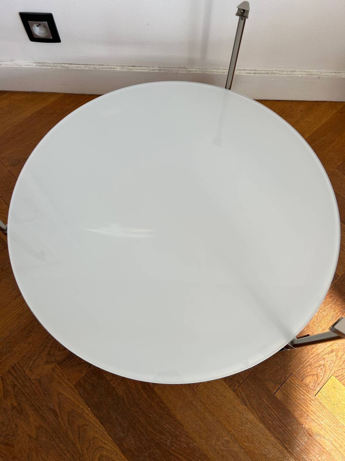 IKEA white glass coffee table by Ehlen Johansson, 1980s