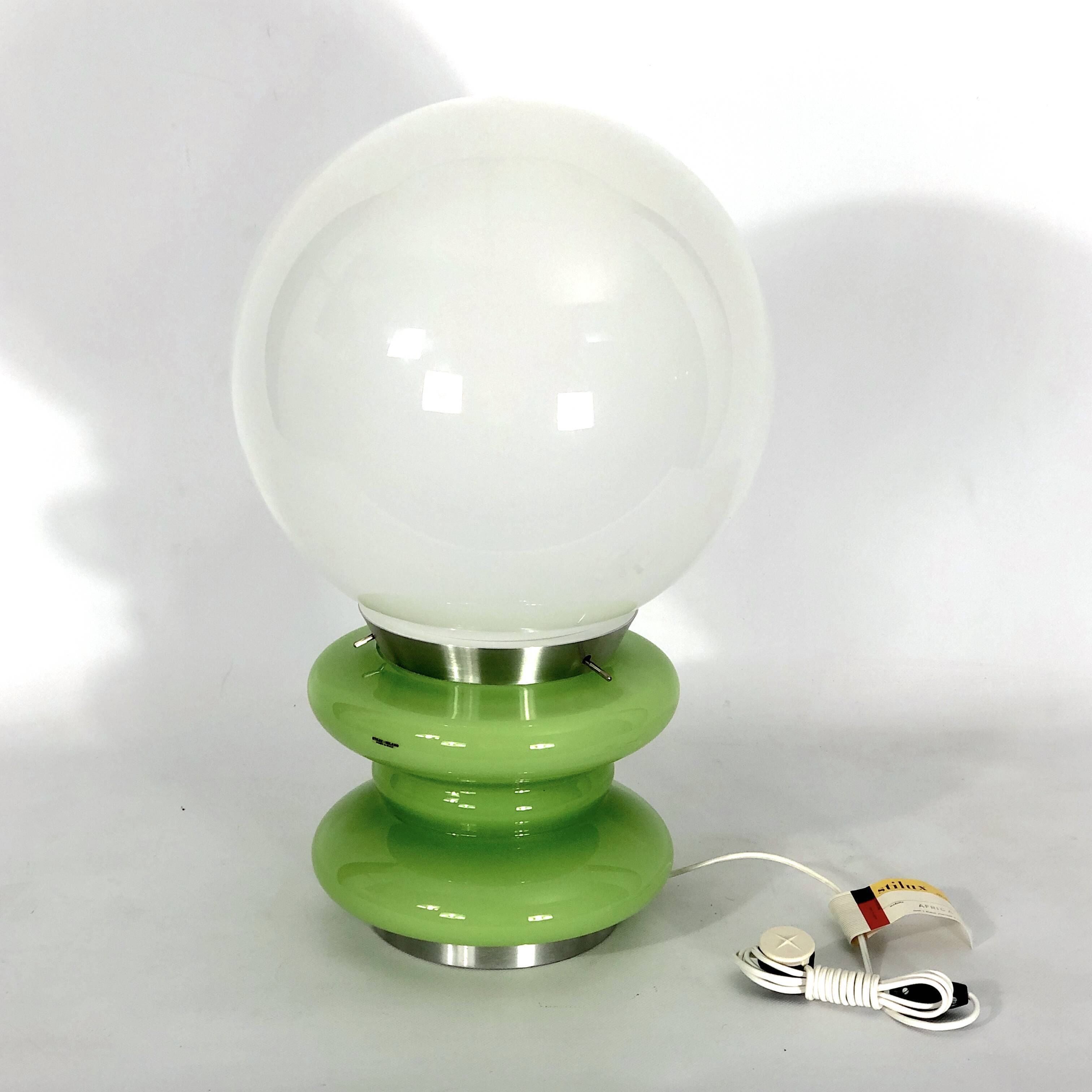 Stilux Milano, large green murano glass table lamp from 60s