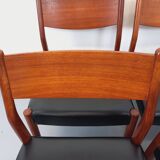 Set of 6 vintage Scandinavian Fristho Franeker chairs in teak and skai from the 60s