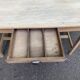 Parisian desk from the 1940s stripped to raw solid wood, 120cm.