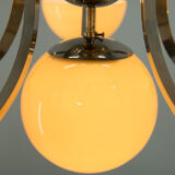 Art Deco 6-flamming Nickel-plated Chandelier, 1930s, Restored