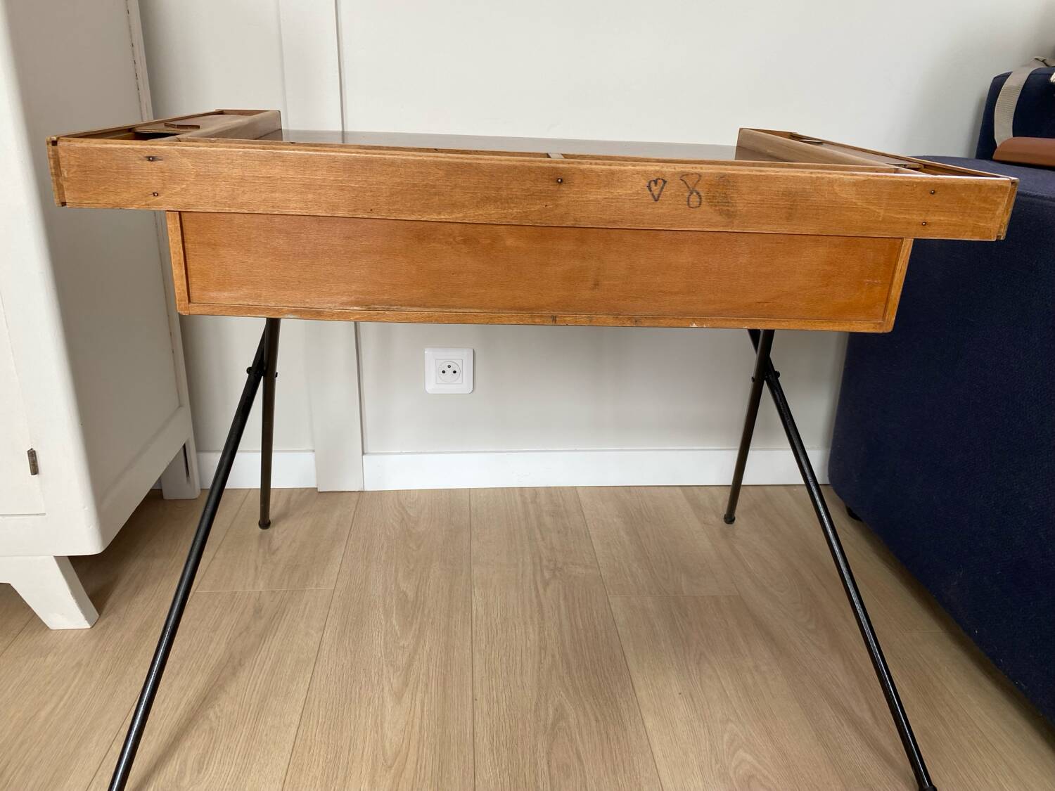 Vintage folding desk in wood and metal – 1960s